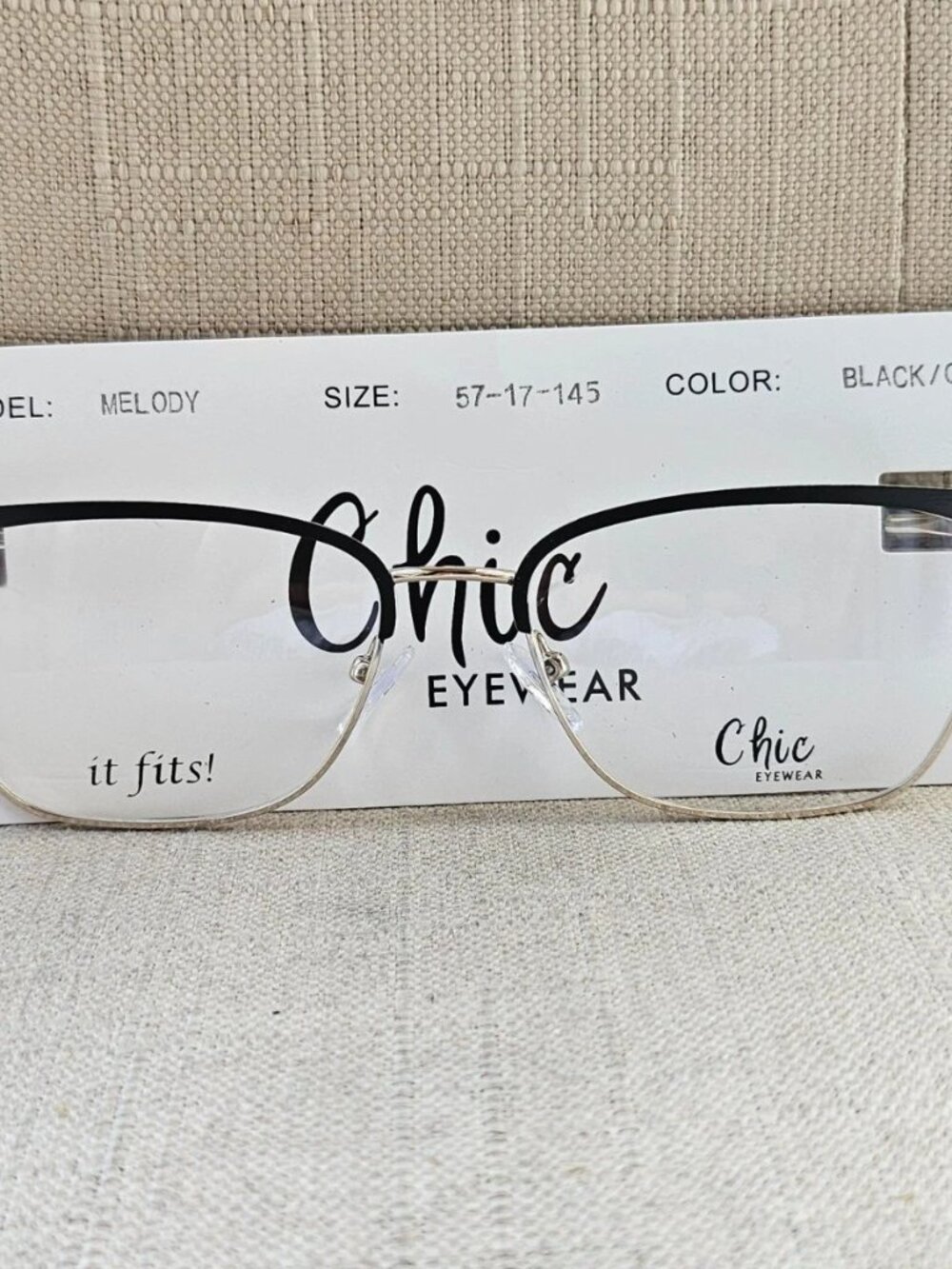 Chic Eyewear Women Eyeglasses Frame Black/Gold Tone MELODY Glasses NWT